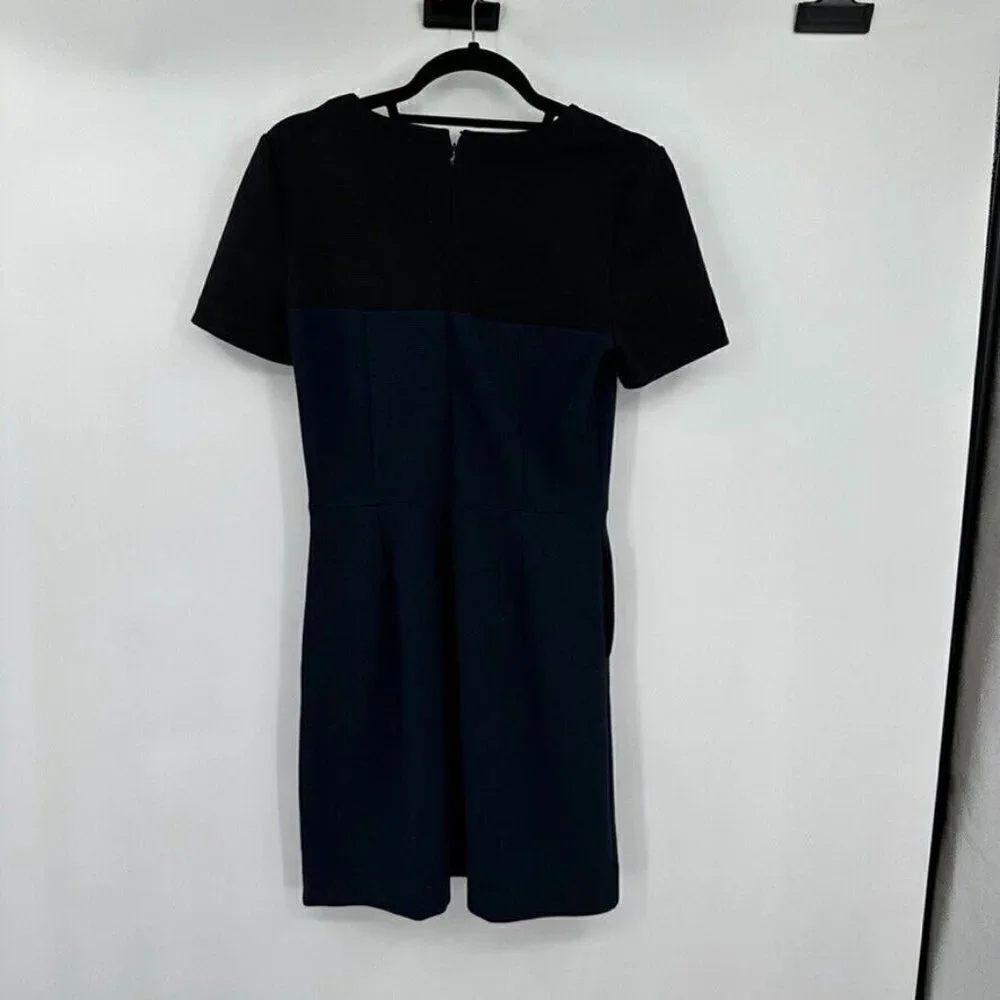 Madewell Womens Dress 4 Navy Blue Short Sleeves Pockets Preppy Classic Casual